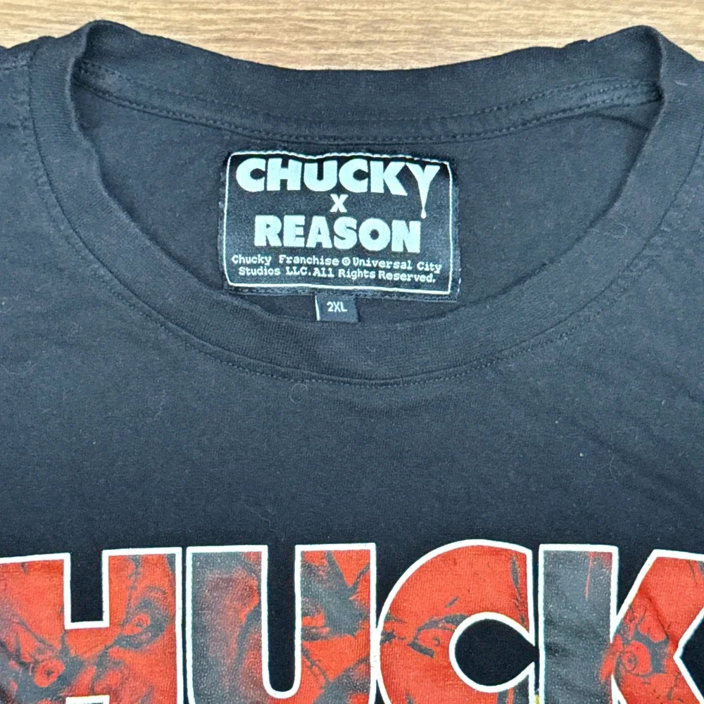 Chucky X Reason Mens 2XL T‎ Shirt Child's Play Black Horror Scary Halloween Cult